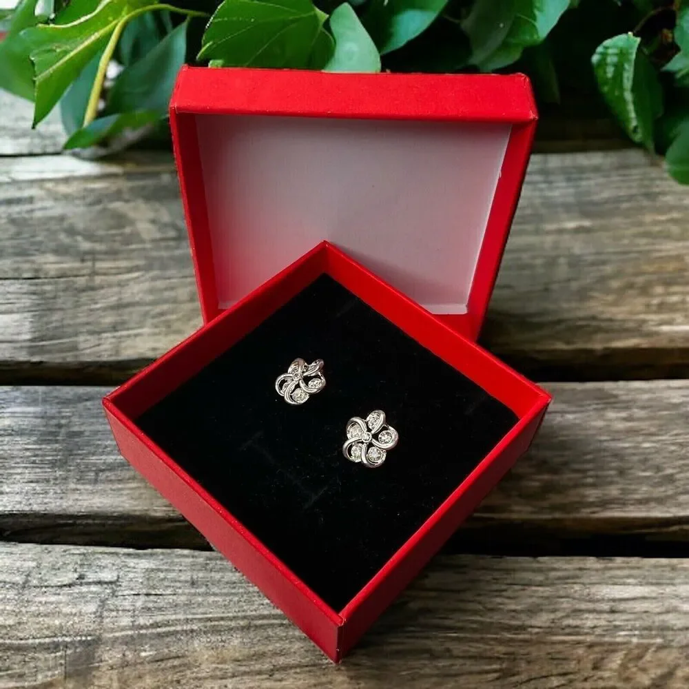New with tags‎ Next Silver Clear Diamante Stud Flowers Earrings Women Small